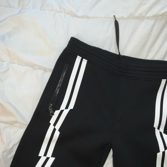 NEIL BARRETT Size L Black White Stripe Viscose Casual Pants - Picture 3 of 6